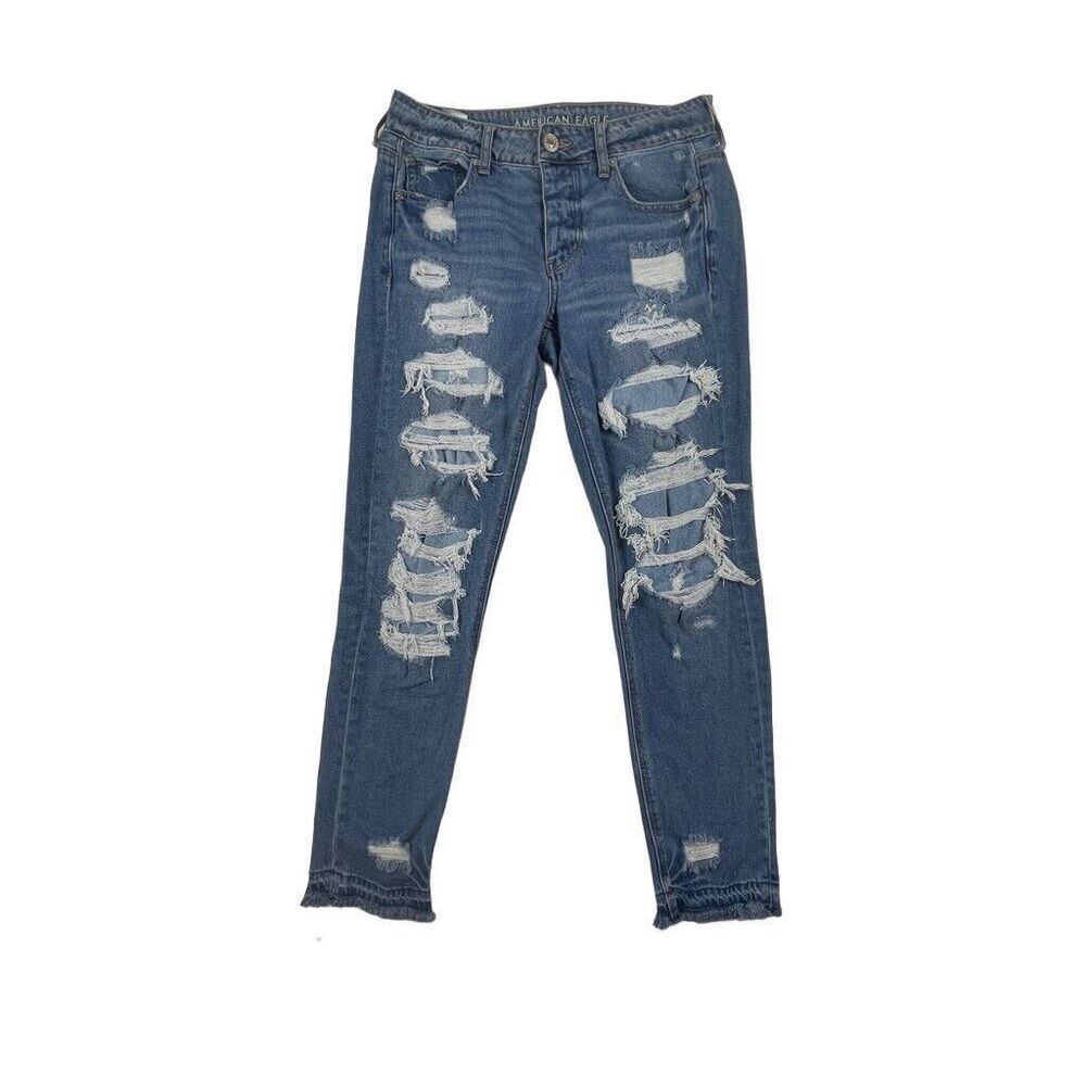 American Eagle Tomgirl Jeans High Waist Skinny Womens 4 Slim Leg Distressed